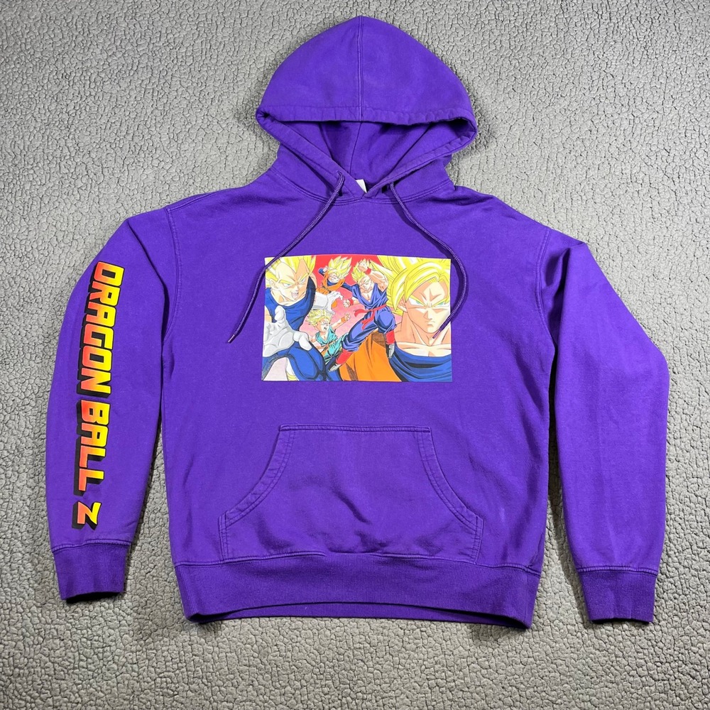 Dragon Ball Z  Graphic Hoodie Goku Vegeta‎ Anime Mens Purple Sweatshirt Large